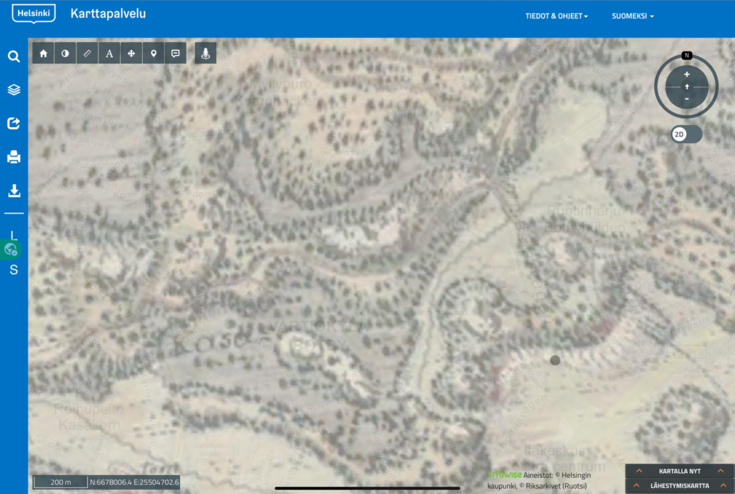 Osasuurennos vanhasta kartasta