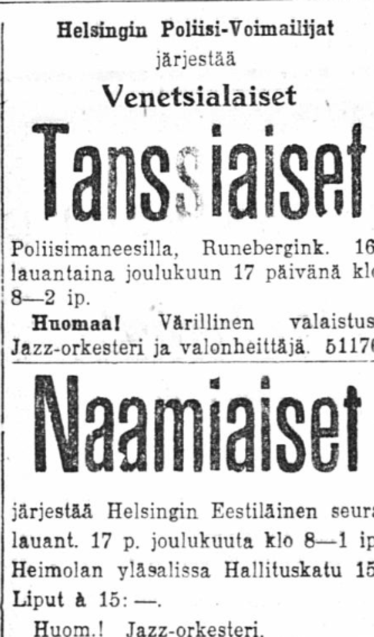 Kuvakaappaus lehti-ilmoituksesta