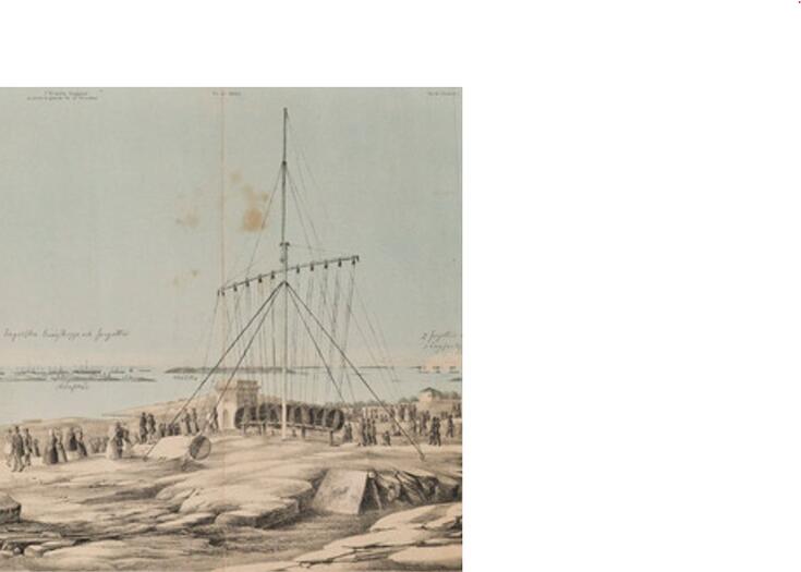 Detalj av en målnings som visar en telegrafanordning.