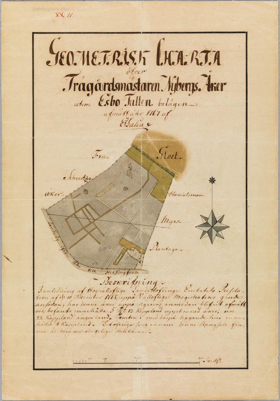 Geometrisk Charta öfver Trädgårdsmästaren Nybergs åker utom Esbo tullen