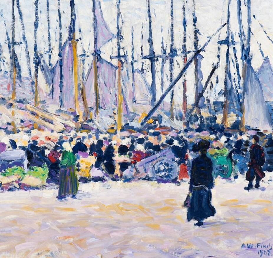 Alfred William Finch: Silakkamarkkinat Helsingissä (1903)