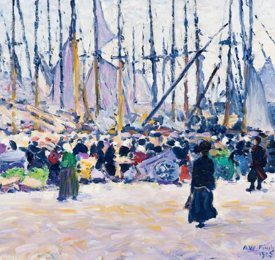 Alfred William Finch: Silakkamarkkinat Helsingissä (1903)