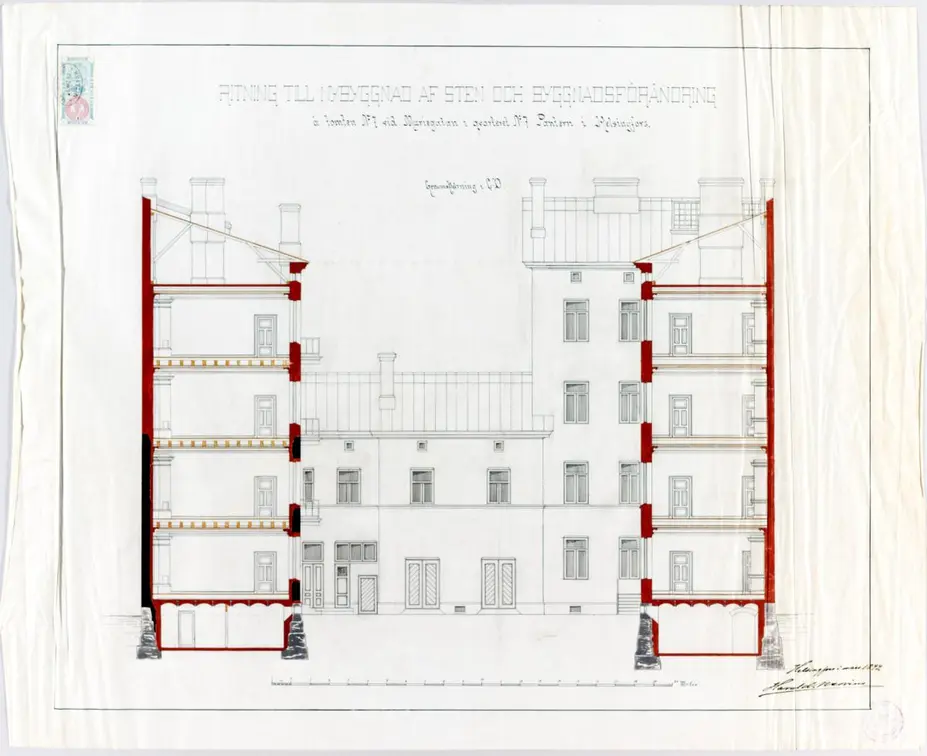 Byggnadsritning Mariegatan 9