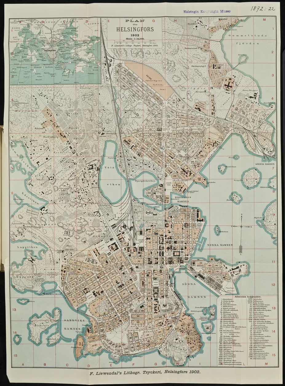 Helsingin kartta 1902 Plan öfver Helsingfors