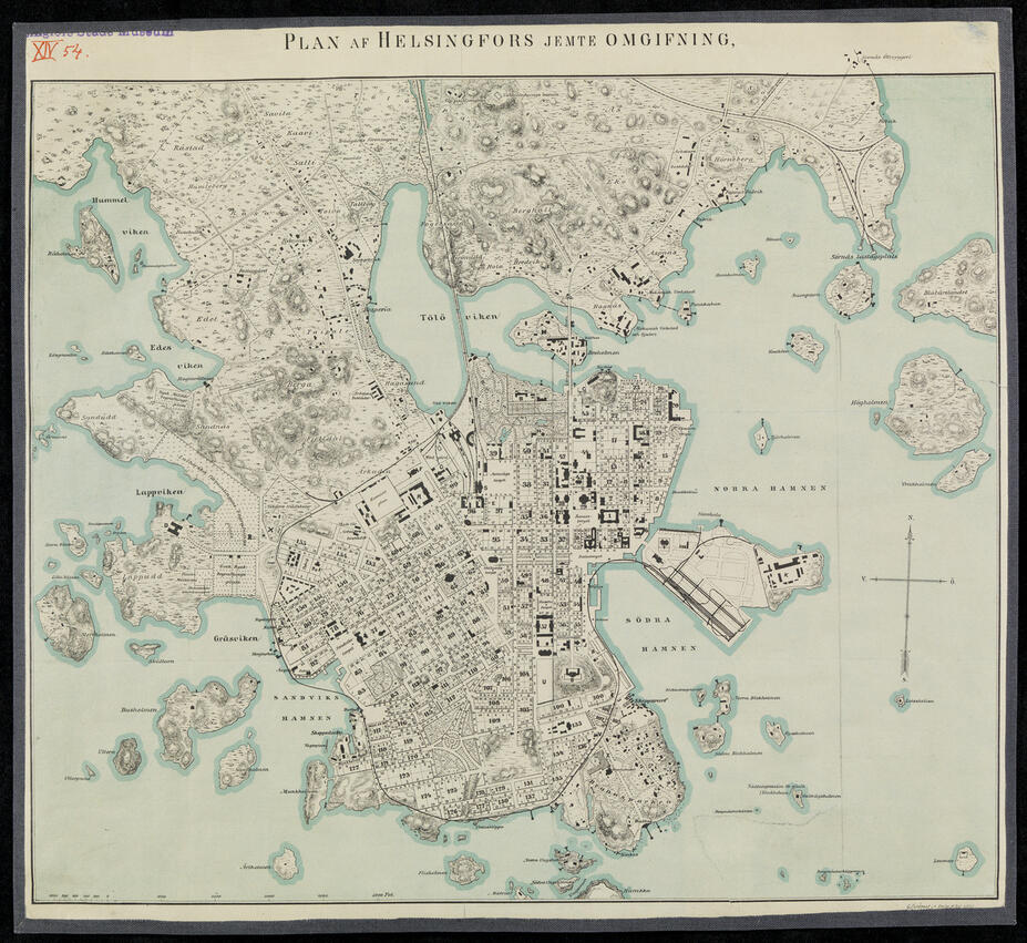 Helsingin ja ympäristön kartta vuodelta 1890
