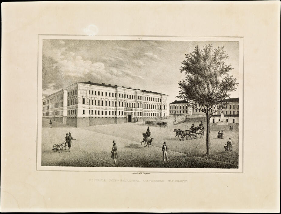 Gardets kasern och Kaserntorget 1837