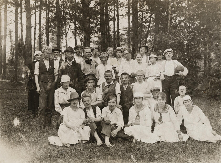 Arbetare inom den grafiska industrin på utflykt