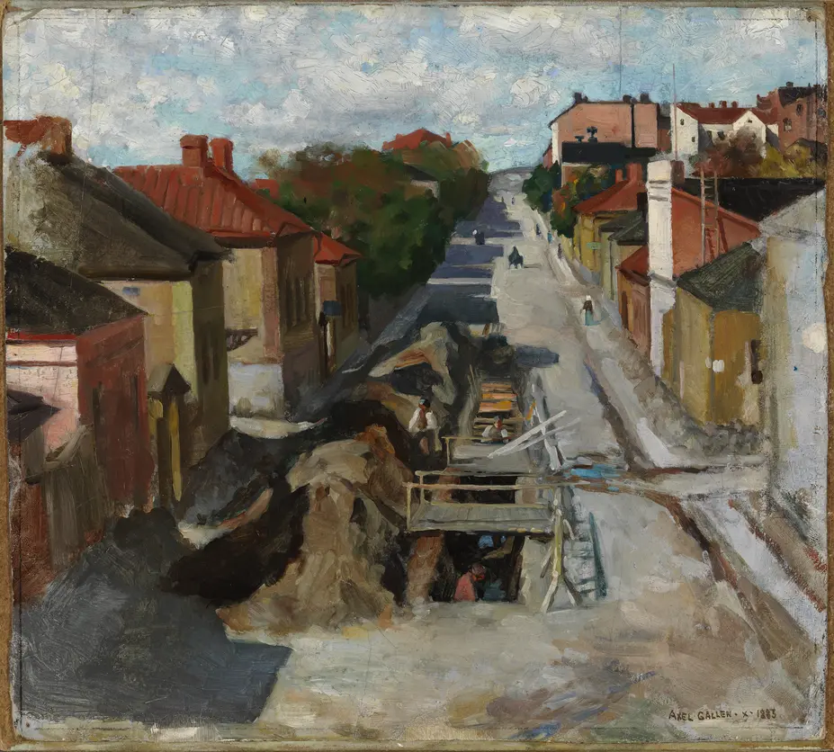 Akseli Gallen-Kallela: Vy från Fredriksgatan, 1883. Konstmuseet Ateneum