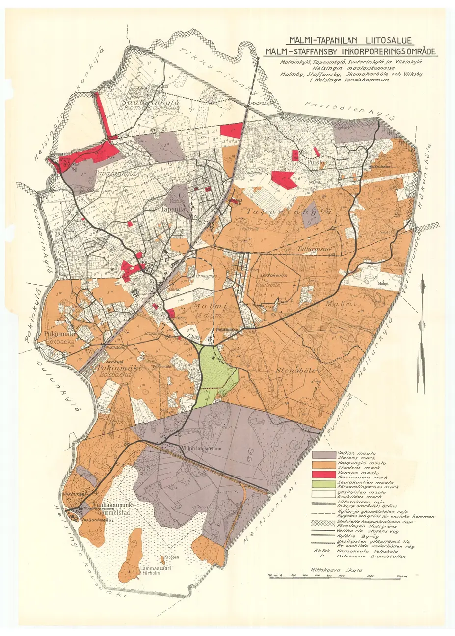 Karta över Malms område 1936
