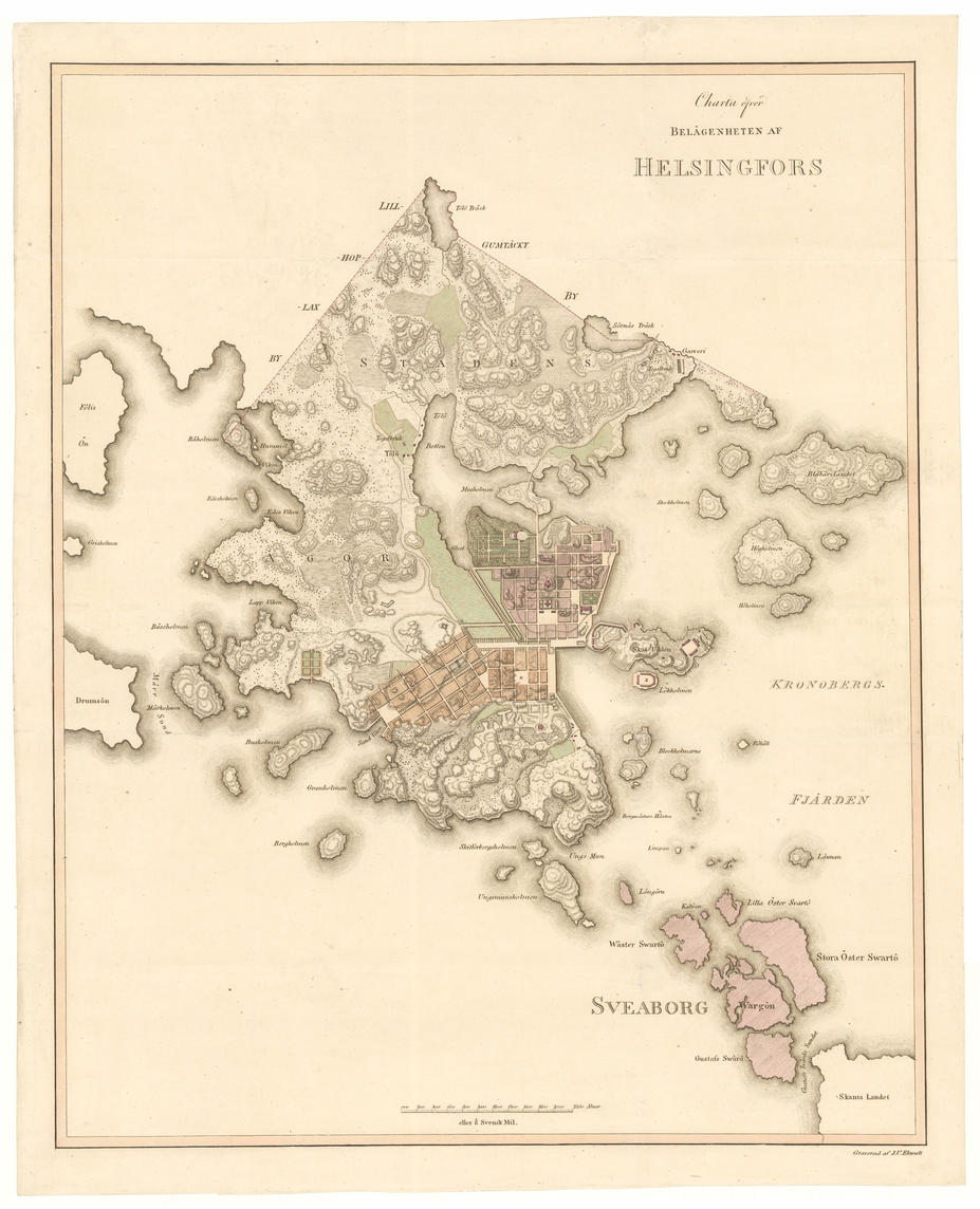 Charta öfver belägenhet af Helsingfors 1820
