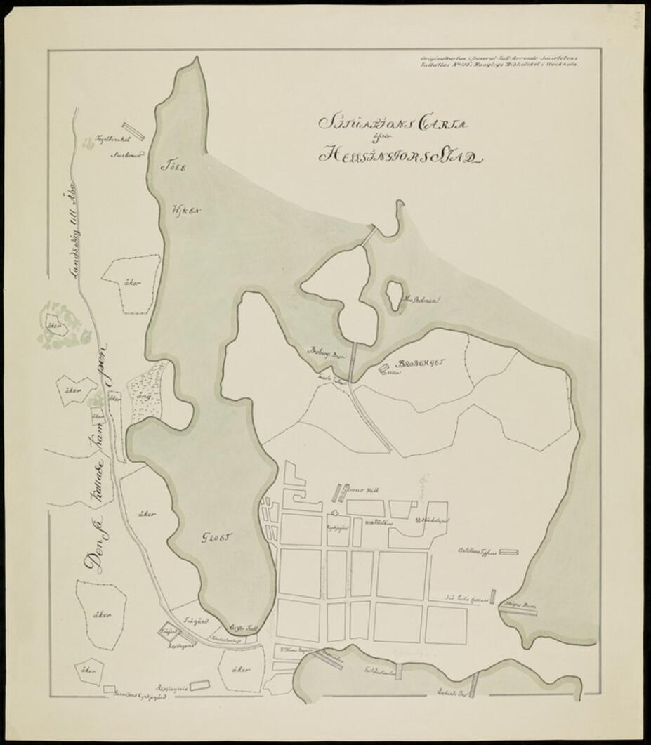 Karta över Estnäs Helsingfors år 1750