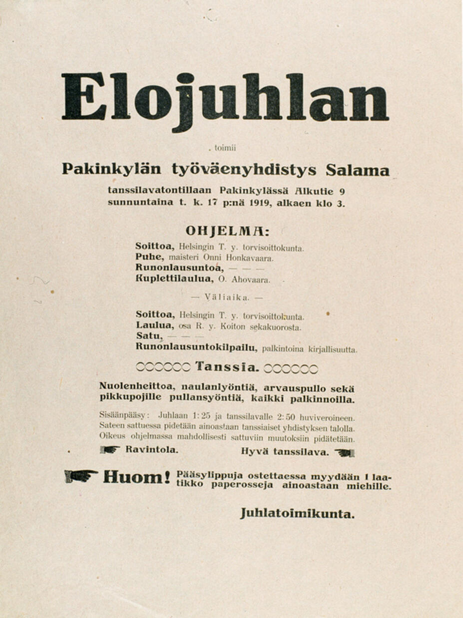 Programmet för arbetarföreningens skördefest