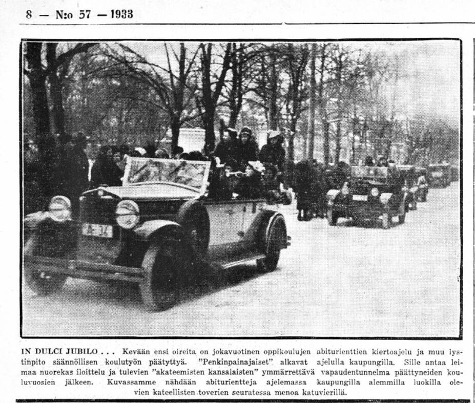 Penkkariautojen kulkue 1933