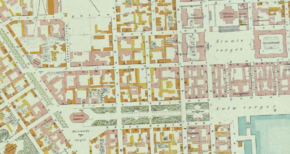 Begränsat utdrag ur Helsingfors stadsplan från 1878