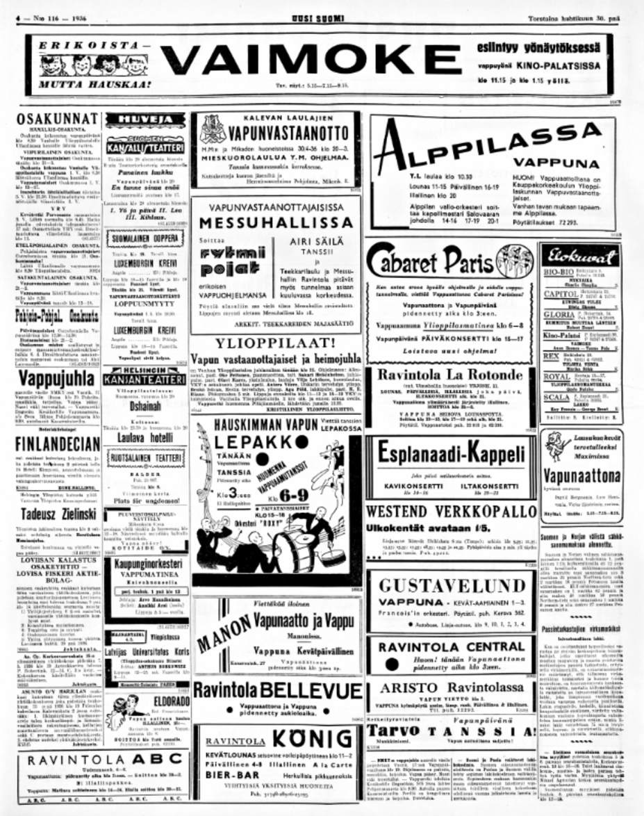 Uusi Suomi 30.4.1936