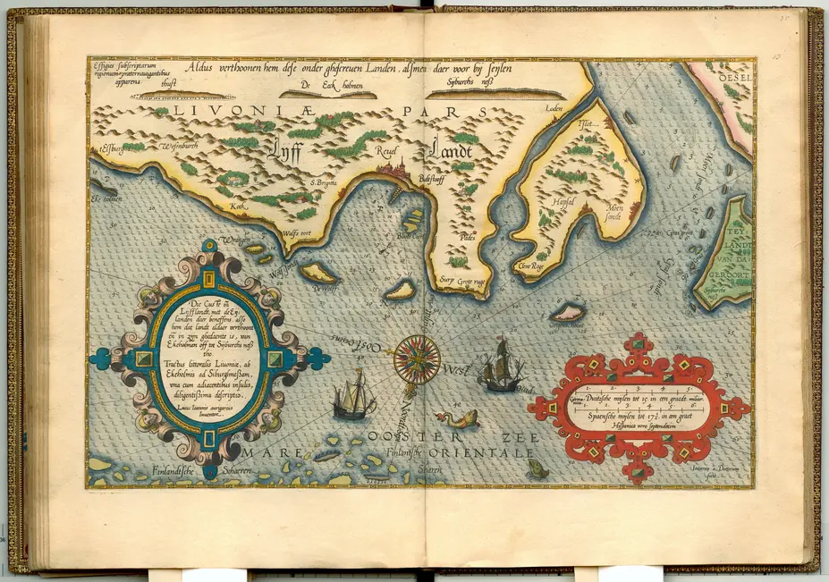  Bild av Waghenaers karta Spieghel der Zeevaerdt från år 1586
