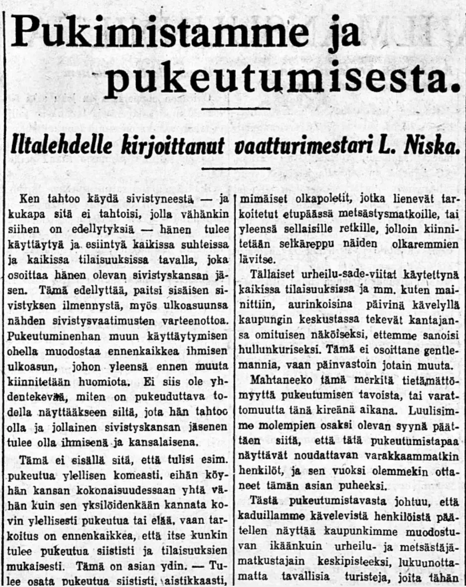 Pukimistamme ja pukeutumisesta