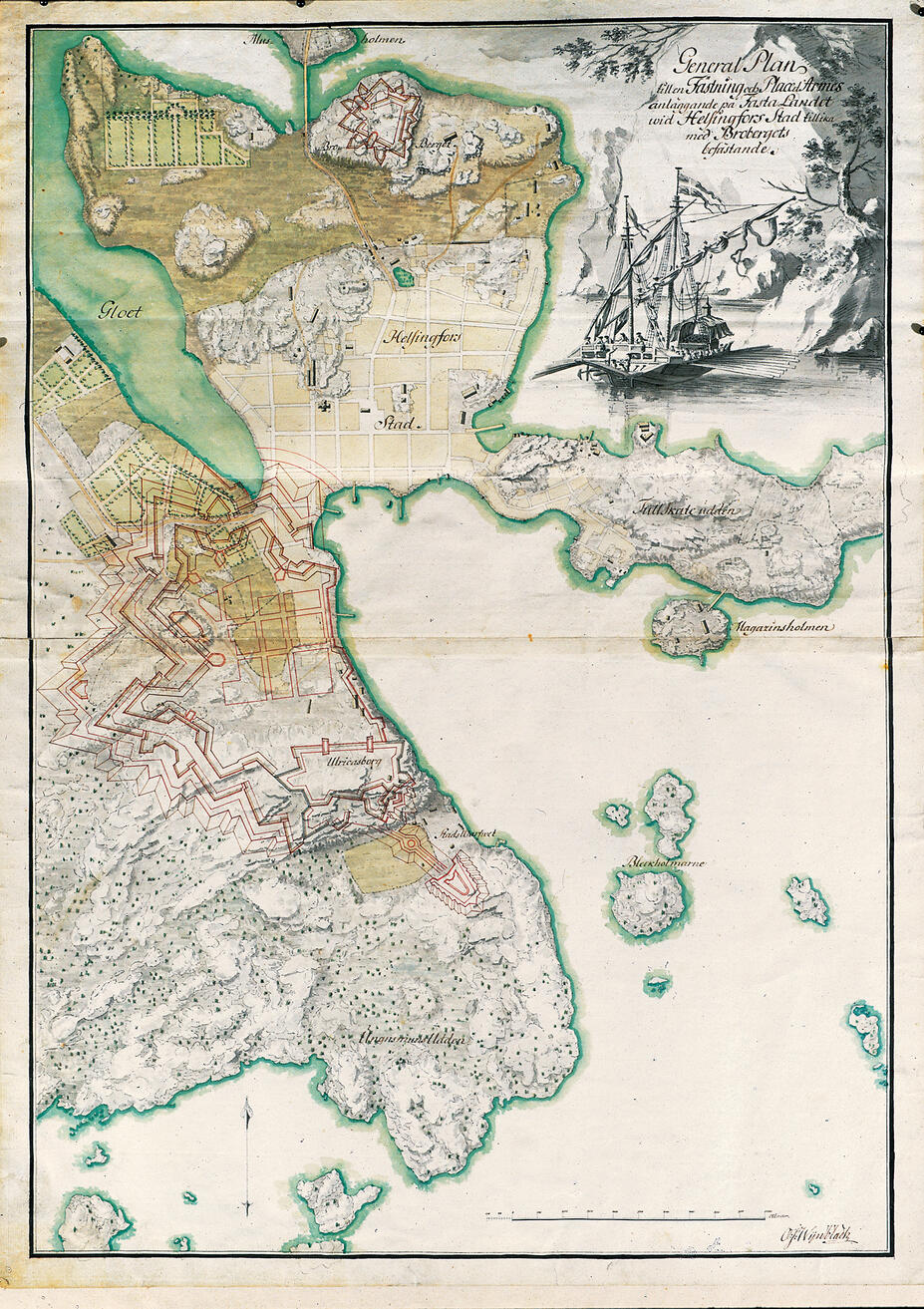 Saaristolaivaston alus linnoitetun Helsingin rannassa