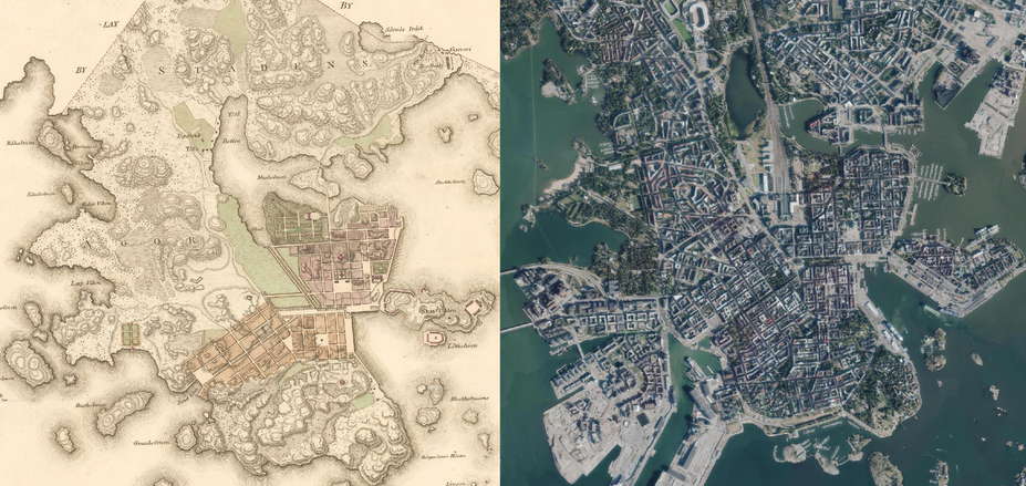 Jämförelsekarta över Helsingfors näs