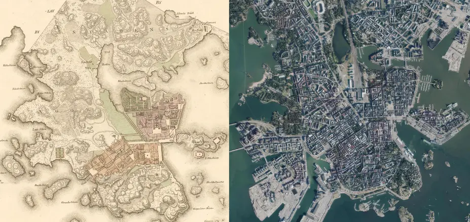 Jämförelsekarta över Helsingfors näs