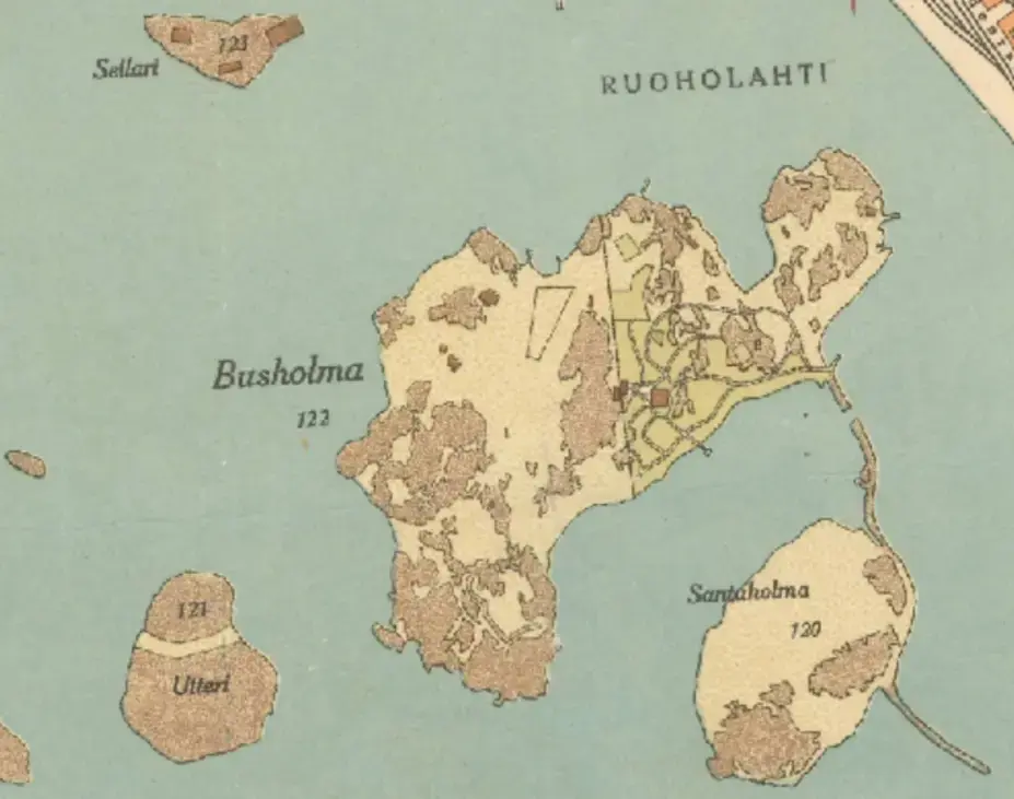 Busholma vuoden 1909 opaskartassa