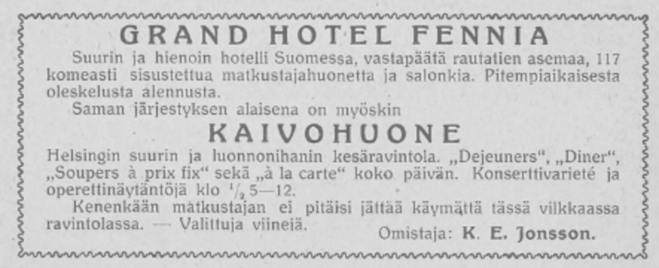 Mainos vuodelta 1914