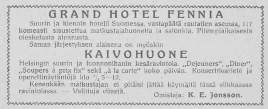 Mainos vuodelta 1914