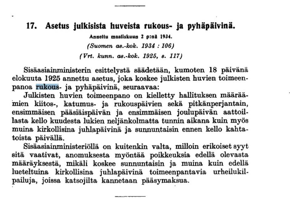 Huvikielto kunnallisasetuskokoelmassa 1934