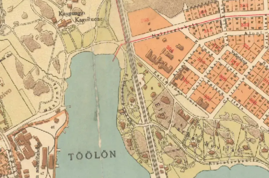 Helsinginkatu vuoden 1909 kartassa