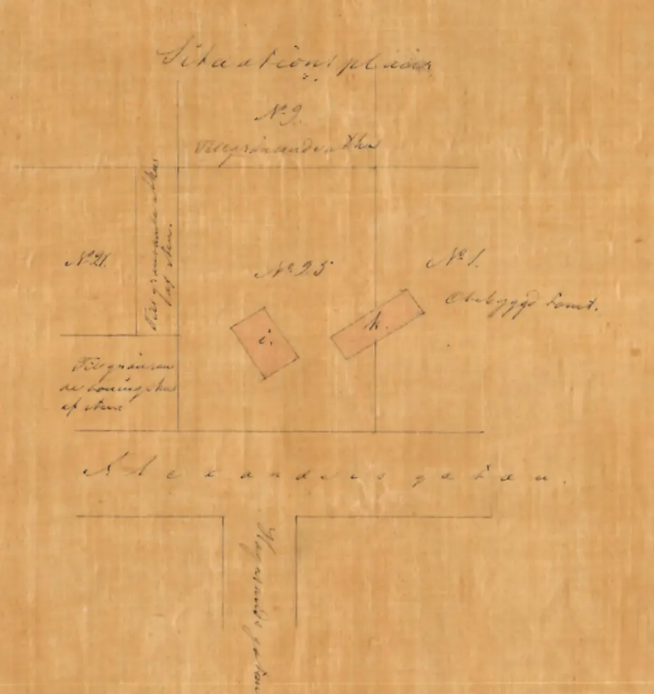 Ote piirustuksesta Mannerheimintie 1–5