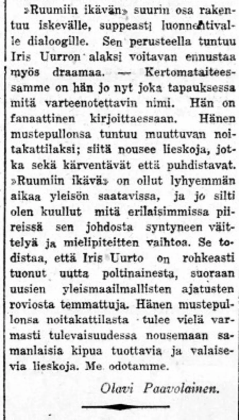 Paavolaisen arvio