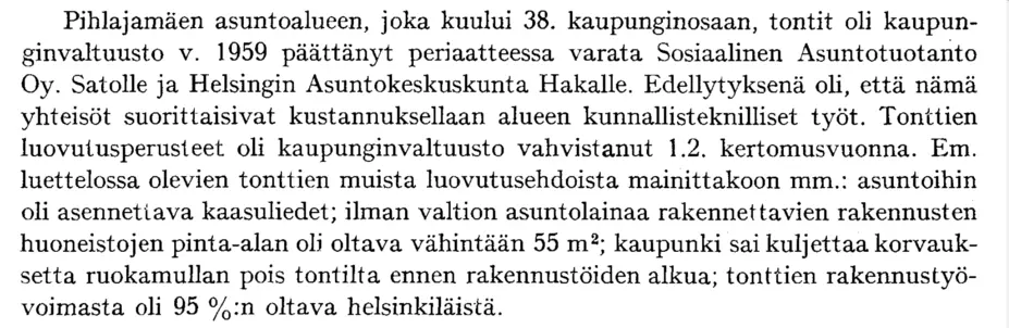Katkelma Pihlajamäen rakennusehdoista