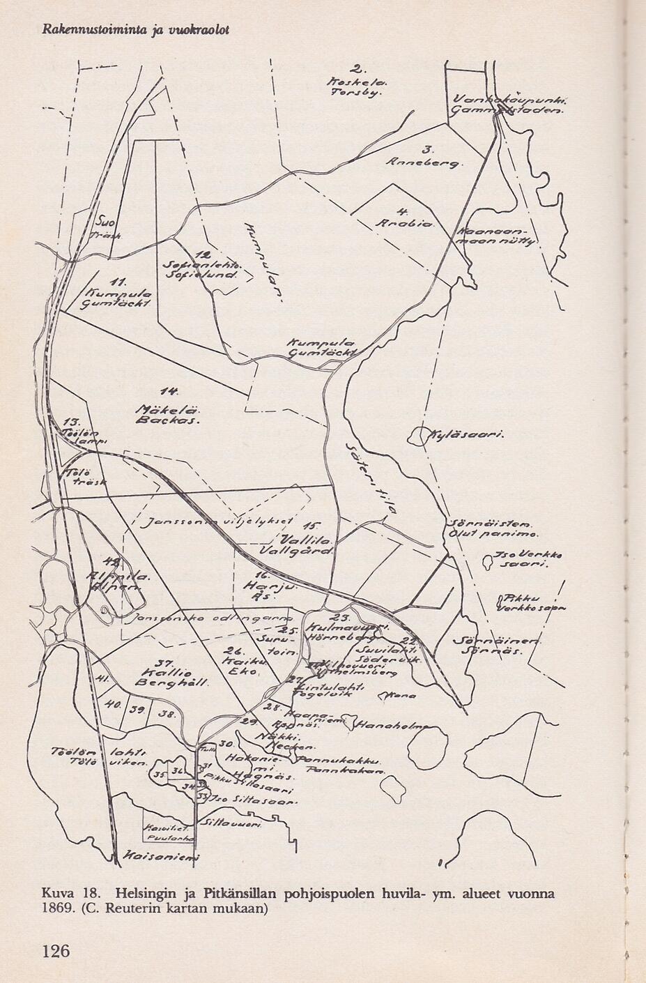 Pitkänsillan pohjoispuolen huvila-alueet