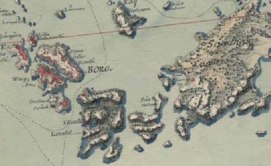 Sveaborg på en rekognoseringskarta från 1780-talet