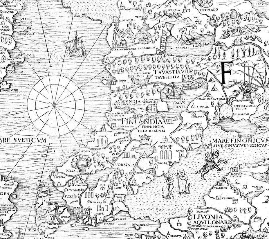 Olaus Magnus Carta Marina 1539 delförstoring