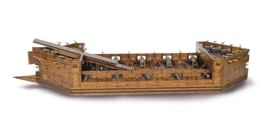 Miniatyrmodell av en skottpråm