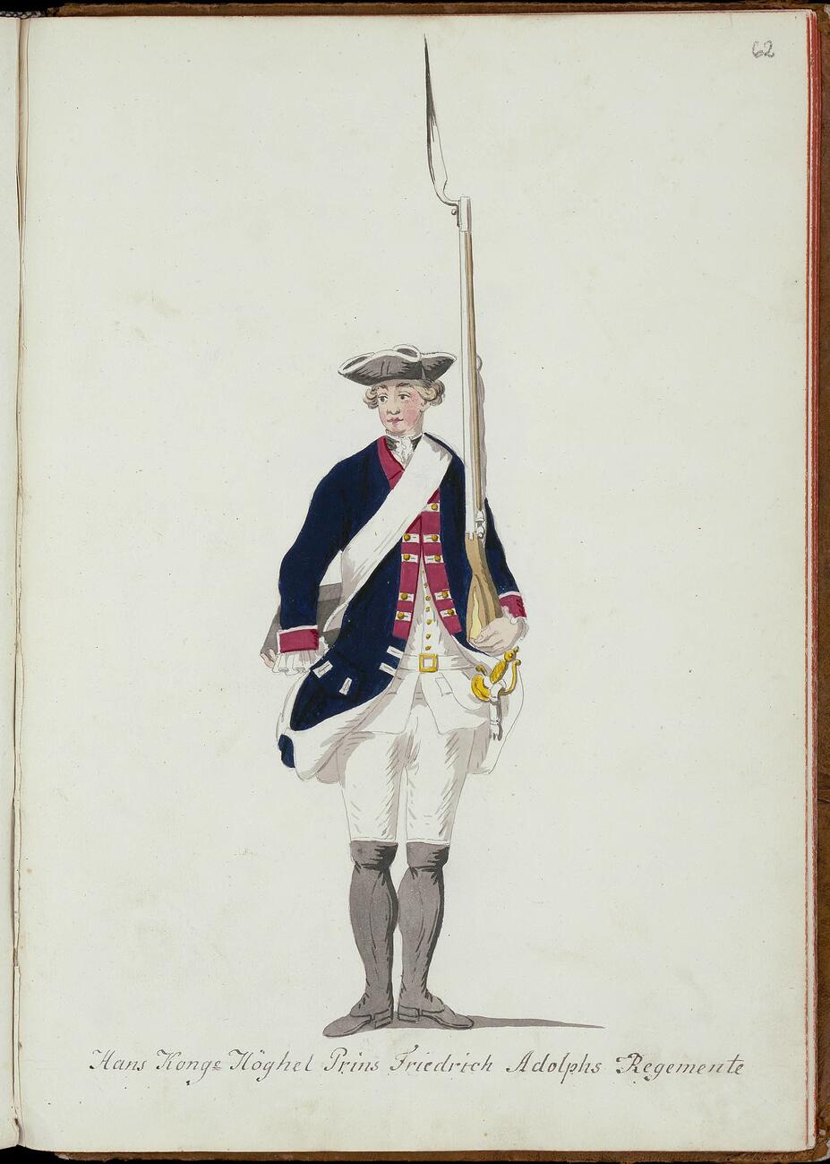 Uniform av soldat vid Prins Fredrik Adolfs regemente anno 1765
