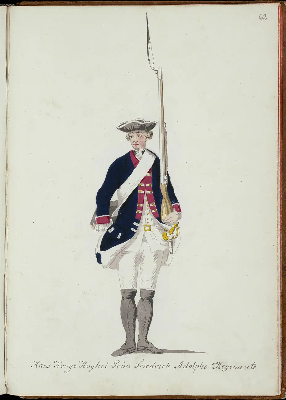 Uniform av soldat vid Prins Fredrik Adolfs regemente anno 1765