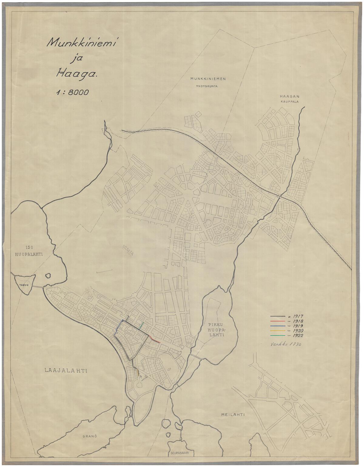 Stenius-yhtiön vesijohtoverkko vuosina 1917–1922. Kuvaaja: Helsingin kaupunginarkisto