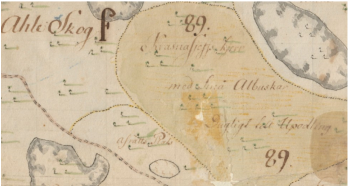 En handritad karta från 1700-talet