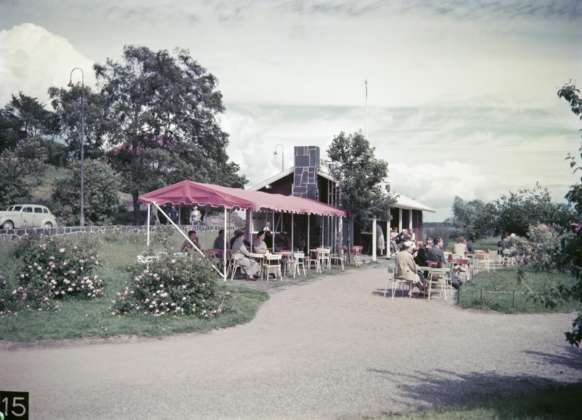 People sitting at an outdoor café